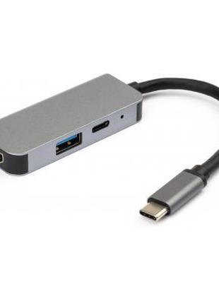 Концентратор Vinga Type-C to 4K HDMI+USB3.0+PD aluminium (VCPH...