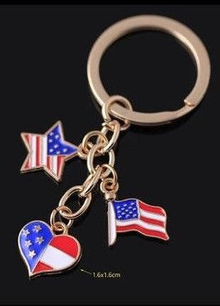 Брелок на ключи флаг USA США металл эмаль