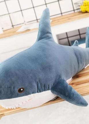 Акула синяя 80 см игрушка мягкая   іграшка ікеа м'яка подушка ...