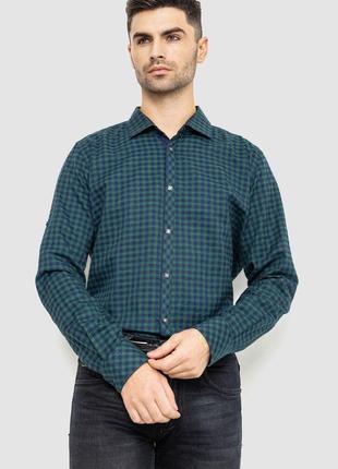 Рубашка мужская в клетку байковая, цвет зелено-синий, размер L...