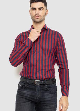 Рубашка мужская в полоску байковая, цвет бордово-синий, размер...