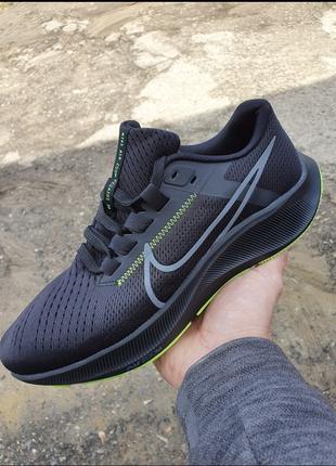 Мужские кроссовки Nike Zoom Pegasus 38 black/green Найк Пегасус