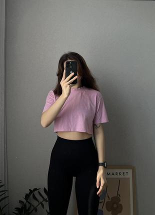 Zara зара женская футболка топ розовый кроп-топ