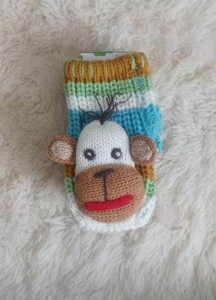 Детские вязаные носки "обезьянки" размер 15-17