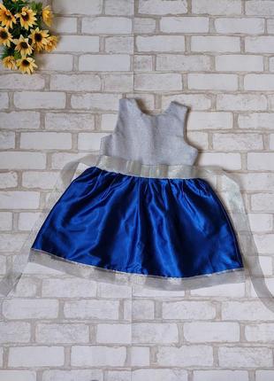 Нарядное платье на девочку серебристо синее
