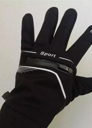 Термо перчатки черные мужские, перчатки спортивные сенсорные,