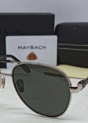 Maybach оски капли мужские солнцезащитные черные в серебристой...