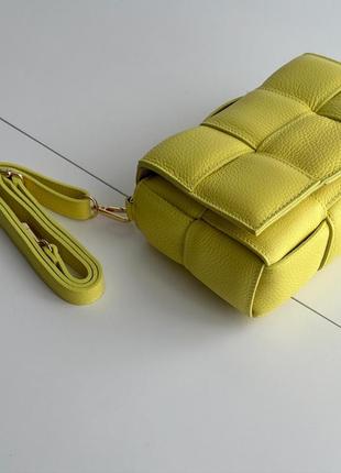 Желтая сумка натуральная кожа италия