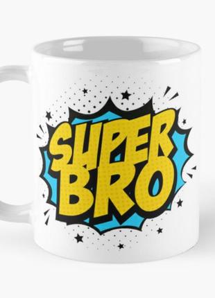 Чашка керамическая кружка с принтом супер брат super bro для б...