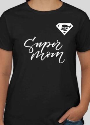 Женская футболка  супер мама, super mom, для мамы