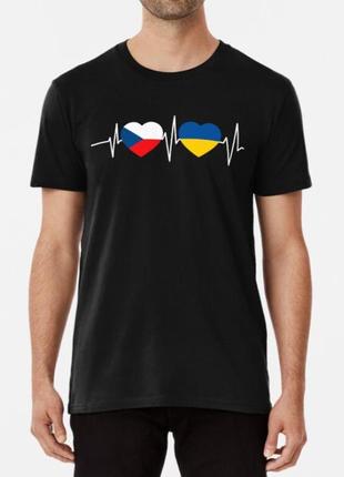 Мужская и женская патриотическая футболка с принтом czech ukra...