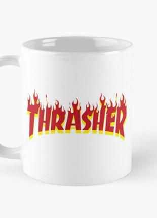 Чашка керамическая кружка с принтом thrasher белая 330 мл