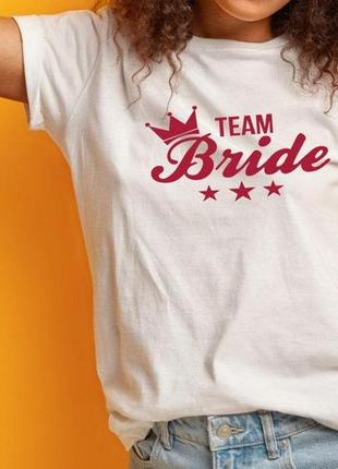 Женская футболка на девичник team bride корона для подружек не...