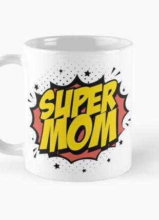 Чашка керамическая кружка с принтом супер мама super mom для м...