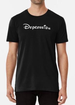 Мужская и женская футболка с принтом depression
