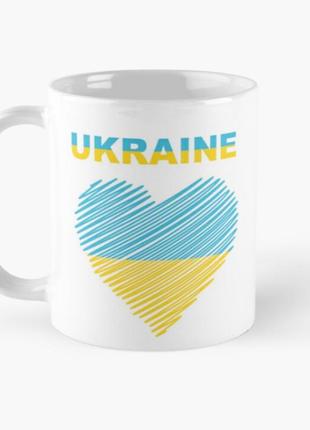 Чашка керамическая кружка с принтом ukraine украина сердечко ф...