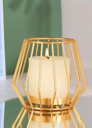 Металічний підсвічник в скандинавському стилі, золотистий свічник