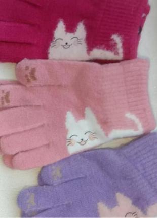 Дитячі рукавички з котиком перчатки пальчата