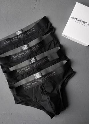 Чоловічий набір трусів armani (брифи) 4 шт black