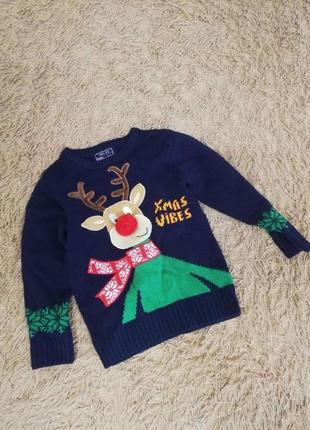 Рождественский новогодний свитер на 4-5 лет