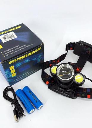 Налобный аккумуляторный фонарь headlight bl-001 диод t6+cob, н...
