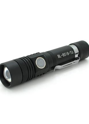 Ліхтарик bailong bl-8518-т6, zoom, алюміній, акум 18650, usb к...