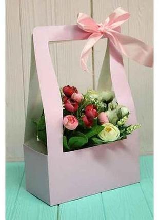 Коробка для квітів hand bag 10*20*32см. кол. бузкова пудра тм ...