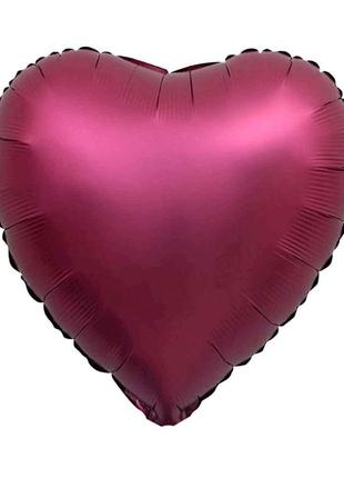 Кулька фольгована 10 серце сатин бордове 25 см (5шт/уп) 833749...