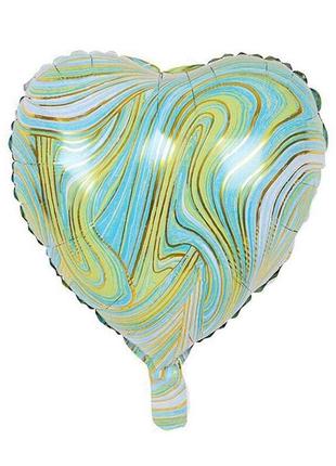 Кулька фольгована 18 серце агат зелений 45 см. (5шт/уп) 833672...
