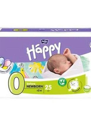 Пiдгузки newborn №0 (0-2кг) baby happy 25шт тм bella