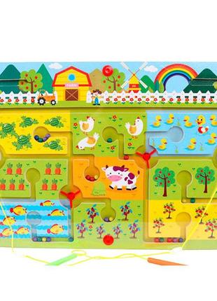 Іграшка-лабіринт "happy farm" на дерев'яній дошці з магнітними...