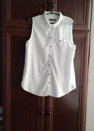 Женская рубашка белая  без рукавов лиоцелл m&s collection батал