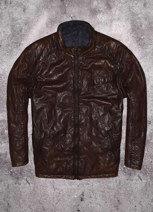 Quadro leather jacket (мужская стеганая кожаная куртка квадро )