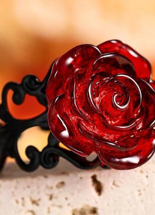 Готический кольцо красная роза. размер регулируется