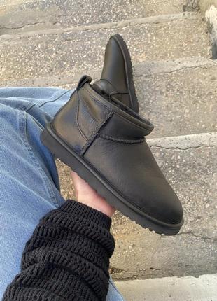 Кроссовки ugg classic ultra mini black leather