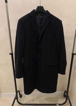 Брендовое кашемировое шерстяное пальто руо длинное черное