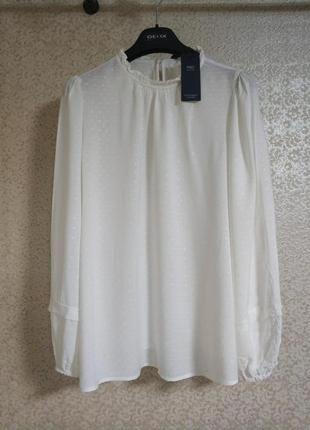 Стильная белая avory блузка блуза широкий рукав баффы вискоза ...