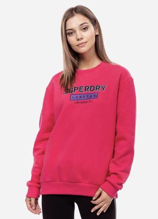 Женский свитшот superdry розовый свитер джемпер с лого