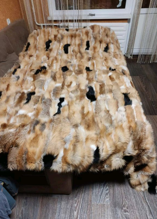 Ковдра покрывало плед одеяло из натурального меха лисы енота бобр