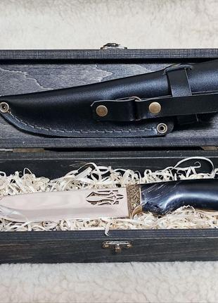 Подарочный нож ручной работы " Казацкая воля" в деревянном фут...