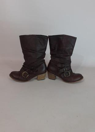 Женские кожаные коричневые ботинки,испания