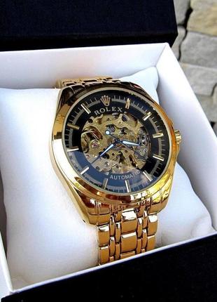 Чоловічий золотий механічний наручний годинник rolex / ролекс