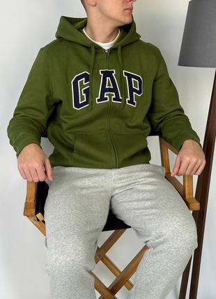 Кофта gap logo fleece hoodie «deep cedar green»