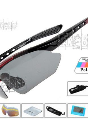 Спортивные очки RockBros ORIGINAL Polarized 5 линз Цвет: Красный