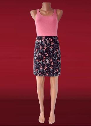 Стильная облегающая жаккардовая юбка мини george с цветочным п...