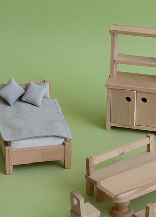 Набор игрушечной мебели из дерева для кукол Lis Wooden Toy Set...