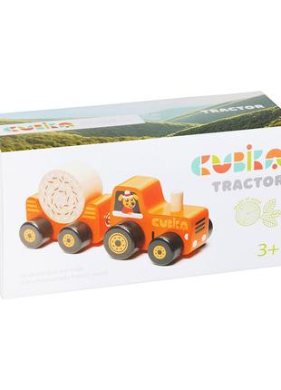 Деревянная машинка каталка для детей Cubika "Трактор с прицепо...