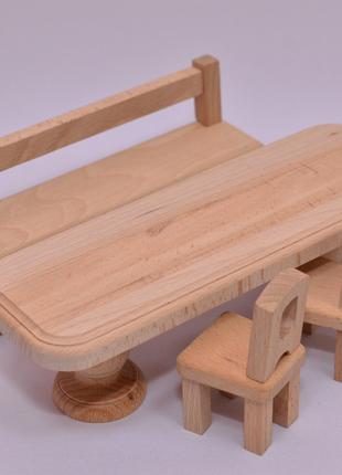 Іграшкові меблі для ляльок Lis "Овальний дерев'яний стіл з наб...