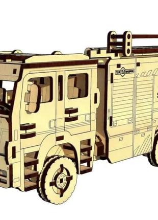 3D Пазл Механический Из Дерева Pazly Пожарная Машина 206 деталей