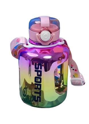 Практичная, стильная, разноцветная бутылка для воды 1000 мл. Р...